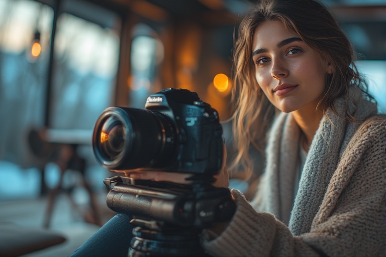 یک زن در حال خبر سازی در اینستاگرام